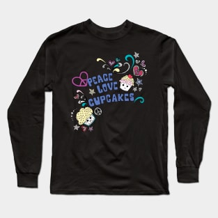 Peace Love and Cupcakes Long Sleeve T-Shirt